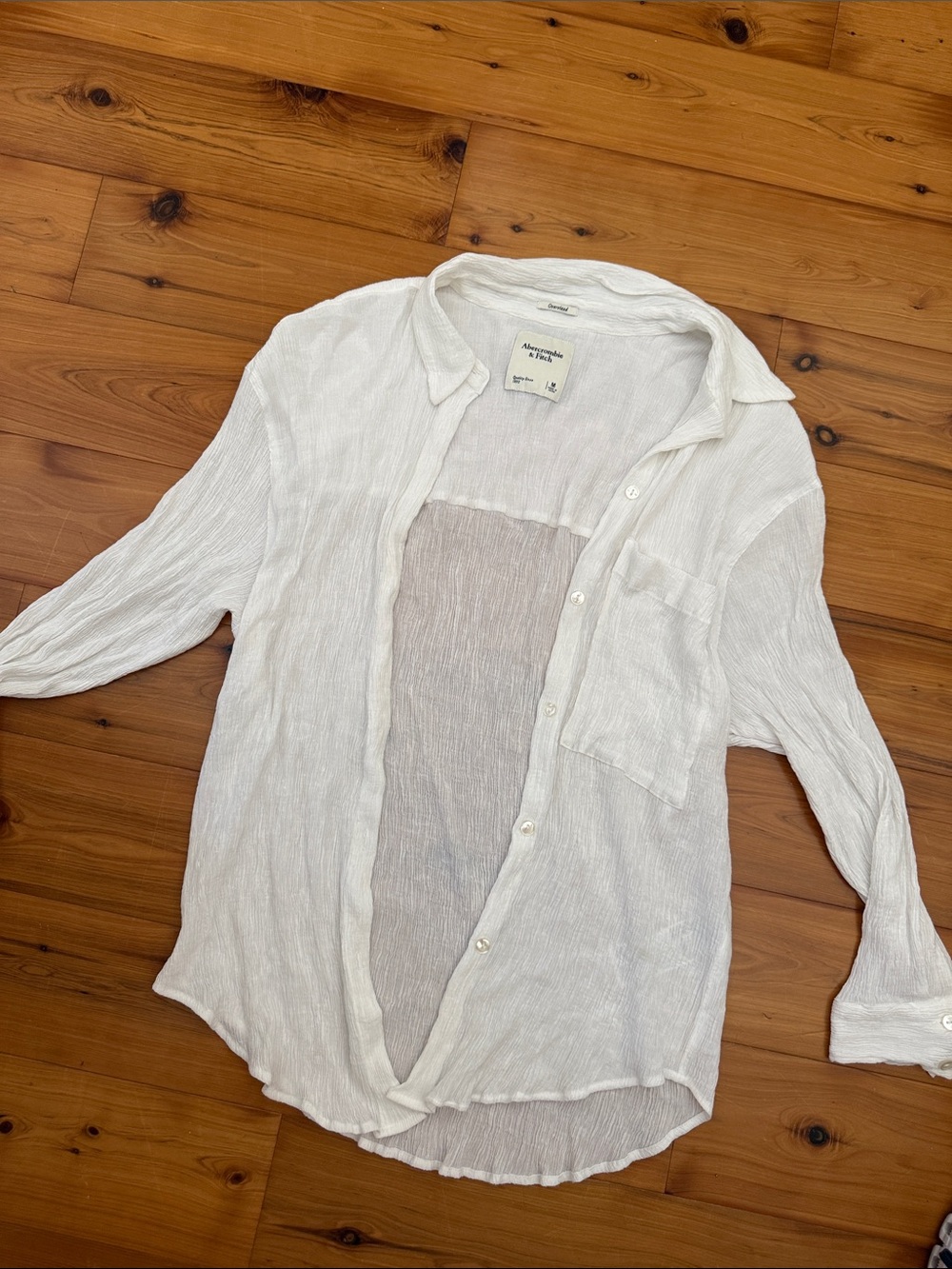 Abercrombie & Fitch Lightweight White Button-Down Shirt Jacket